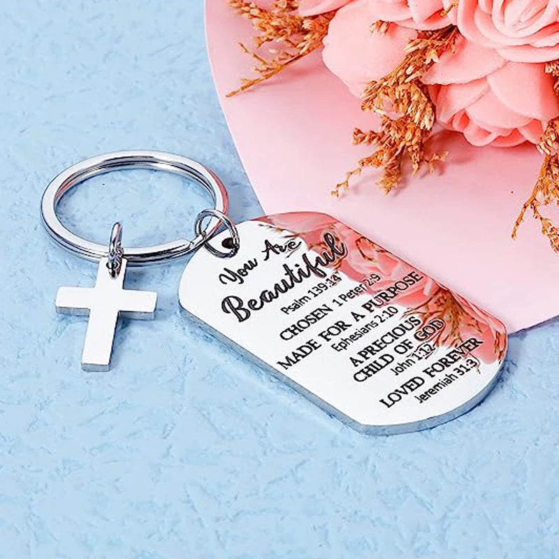 Bible Verse Keychain Inspirational Christian Gifts Easter Gifts for Teens Girls Religious Jewelry Thanksgiving Baptism Bulk Gift