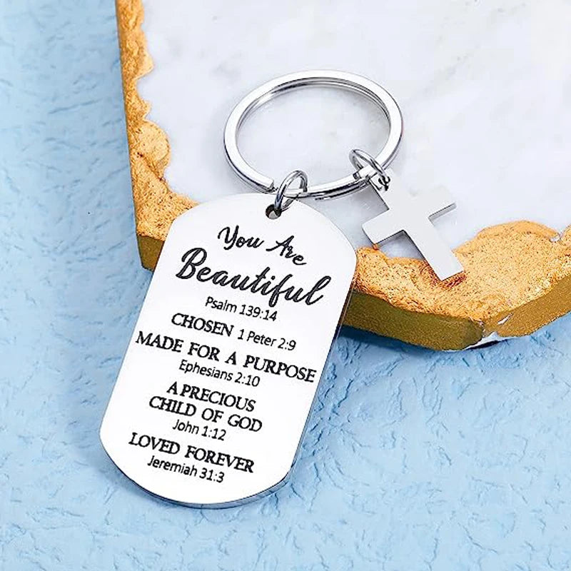 Bible Verse Keychain Inspirational Christian Gifts Easter Gifts for Teens Girls Religious Jewelry Thanksgiving Baptism Bulk Gift